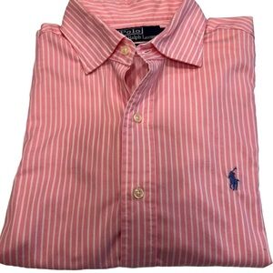 Ralph Lauren Stanton Classic Fit Men’s Shirt Button Down Pink & White Sz L